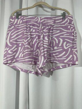 Mud Pie Large Purple Abstract Lounge Shorts Cotton Blend Pull On Pajama Shorts